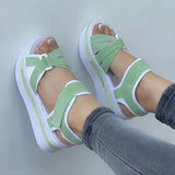 2025 New Large-Size Thick-Soled Sandals Women's Flat-Bottomed Magic Sticker Women's Beach Sandals HZ0115