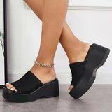 Summer Word Thick-Bottomed Slippers Large Code 2025 New Thick-Bottomed Head Wide Strip Slippers Women's Shoes HZ0115