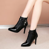 French Fine And Temperament Women's Boots Autumn And Winter With Velvet Warm Tips Super High And Short Boots Naked Boots Fashion �C�Cøâ€?Boots HZ0115