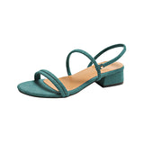 Korean Version With A Word With Sandals Women 2025 Summer New Thick Heel Round Head Simple Two Wearing Sandals Spring HZ0115