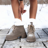 Hairy Mouth Plus Velvet Short Boots Women 2025 Autumn And Winter New Large-Size Round Head Coarse And Fashion Tice Cotton Boots HZ0115
