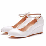 Dwarf Heel Sexy Pedicles Thin High Heels Women's Shoes Slope Heel High Heel Leisure Shallow Buckle Round Head Single Shoes HZ0115