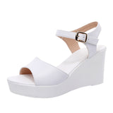 White Toe-Word High Heels 8CM Slope And Women's Waterproof Table Comfortable Loose Cake 33-43 Black Hollow Sandals HZ0115