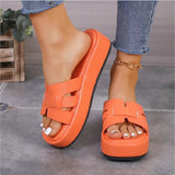 Large-Size Thick-Bottomed Cool Slippers Women's New Summer 2025 Fashion Fish Mouth Comfortable Beach Slippers HZ0115