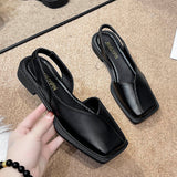 2025 Summer Bag Head A Cool Single Shoes Children Square Grandmother Shoes A Foot Lazy Bean Sandals Women HZ0115