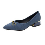 High Heels Women's Velvet Commuting Fashion Single-Shoe Square Heel French Heel Lady Single Shoes OL Shallow Working Women's Shoes HZ0115