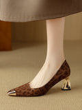 French Temperament High Heels Women 2025 Spring New Light Mouth Single Shoes Small Fragrant Leopard Pattern Evening Shoes HZ0115