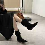 Autumn/Winter 2025 New Velvet Head Thick And Short Boots In The Boots High Heap Pile Of Western Cowboy Boots HZ0115