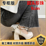 High-Heeled Small Leather Shoes Women Spring And Autumn 2025 New White Wedding Shoes Leather Shoes Retro Thick Soles To Increase The Height Of Mary Jane HZ0115