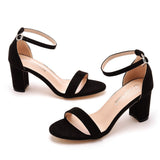 7 Cm Thick Heel Shallow Mouth With Velvet Sandals Round Head Square Sandals Casual Summer Sandals Women HZ0115