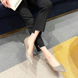 Champagne Wedding Shoes Bridal Shoes In The Summer Of 2025 New Silver Engagement Low Heels Do Not Tired Singles Women HZ0115