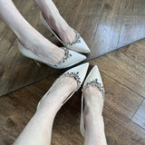 2025 New Pointed Light Mouth Water Drill Patent Leather Fine Heel Single Shoes Autumn Sexy Temperament Fairy Nude High-Heeled Shoes HZ0115