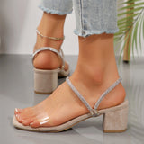 Large-Size Transparent Sandals Women 2025 Summer New High-Heeled Shoes Fashion Water Drill With Two Coarse Sandals HZ0115