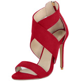 2025 Summer New Fashion Sexy Word Cross-Head With Sharp Tip Ultra-High Fine Sandals Large Size HZ0115