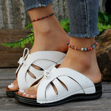 Large-Size Slopes And Slippers Summer New Bow Fish Mouth Cold Slippers Rocking Line Beach Cool Slippers HZ0115