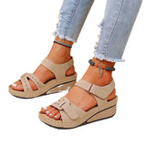 New Summer Women's Slope And Thick-Soled Casual Sandals Pure Color Magic Stick With Sandals HZ0115