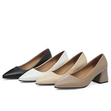 Profy Temperament Light-Mouthed High-Heeled Shoes Korean Version Of Coarse Heel Single Shoes Four Seasons Professional Fashion Women's Shoes Size 41 HZ0115