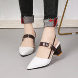 2025 Spring And Summer New Single-Shoe Women's Sharp Head Thick-Heeled Women's Shoes Heeled High Heels Hollow Women's Sandals HZ0115