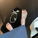 Cross-Buckled-Banded Toe Sandals Women In The Summer Of 2025 Wear A Small Holiday Wind Thick Cool Slippers HZ0115