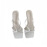 Push! Huge Gentle! Purple High-Heeled Women Wear The Square Head Cross Fine Striped Toe And Fairy Cool Slippers HZ0115