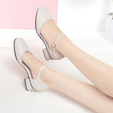 Vintage Square Head Spring And Autumn Shoes Mary Jane Hollow Single Shoes Thick Heel Buckle Low Heel Sexy Bag And Head Sandals Woman HZ0115