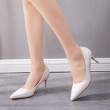 7 Cm Pointed Single Shoes Small Thin Heel Single Shoes Tip Shoes Large Size Women's Shoes Large Size Single Shoes Women White HZ0115