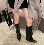 Poe And Trouser Boots High And Boots Boots Babes High Boots Sharp Black Patent Leather Pants Tube Boots HZ0115