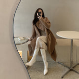 Original Design! Huge Comfortable ~ Brown Sharp Head High But Knee Thin Long Boots Fine And High Cylinder Elastic Boots Woman HZ0115