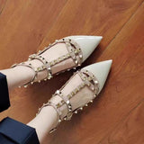 French Temperament V Home Rivet Tip For A Long Time Standing Not Tired Single Shoes New Sexy Patent Leather T-Shaped Buckle With Lazy Shoes HZ0115