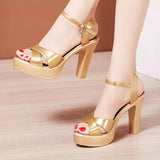 Walk Show Artifact Model High Heel Sandals Leather Thick Heel Waterproof Counter 11Cm Cross-Band Hollow Performance Sandals Women Summer HZ0115