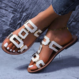 Large-Size Buckle Flat Bottom Slipper Women's New Toe Beach Cold Slippers HZ0115