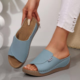 Large-Size Thick-Bottomed Casual Slippers Women 2025 New One-Word Fashion Simple Time Fish Mouth Slippers HZ0115