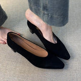 Commuting Scrub Skin Simple One Foot Pedal Single Shoes Women's Shallow Head Retro Coarse Granny Shoes HZ0115