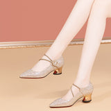 New Water Drill With Coarse Heel Single Shoes Women's High Heel Shoes 2025 Spring And Autumn Fashion Heel Shoes Light-Mouthed Women's Shoes HZ0115