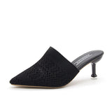 Net Red Flying Head Wear 2025 Spring New Knitted Head Hollow Tip Fine And High-Heeling Slippers Women's Cold Slippers HZ0115