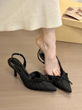 Temperament Tip Wrinkled Folded Back Empty Sandals Women Spring 2025 Gentle High Heel Single Shoes HZ0115