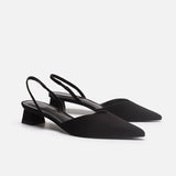 Baotou Sandals Women 2025 New Summer Simple Pointed Square Heel Women's High Heel Fine-Lace Fashion Single Shoe Size HZ0115