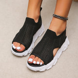 Fly Weaving Splicing Sports Sandals Women 2025 Summer New Korean Version Of Net Yarn Hollow Women's Shoes Casual Thick-Soled Fish Mouth Women's Shoes HZ0115