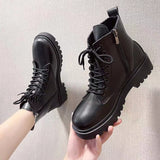 Martin Boots Women 2025 New Lady British Wind Black Increases Short Boots HZ0115