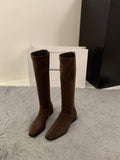 Coarse Heel Tip Velvet Thin Long Boots Women's Shoes 2025 New Autumn And Winter Korean Version Of The Long Boots Knight Boots HZ0115