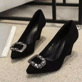 Poe Hefque Fashion Single-Shoe Women 2025 Spring New Fashion Water Diamond Head Light Moussed Soft Bottom Not Tired Heeled Women HZ0115