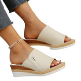 2025 New Summer Women's Slope And Thick Bottom Fish Mouth Slippers Large Code With Slope And Slippers Women HZ0115