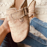 Large-Size Single-Shoe Women 2025 Spring And Autumn New Leopard Half-Shoe Single Shoes Lazy Shoes Bean Shoes HZ0115