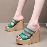 Painted Plop And Ultra-High Heel Waterproof Table Pine Cake Thick Bottom Fish Mouth Sandals Night Shop Sexy Transparent With Fashion Slippers Woman HZ0115