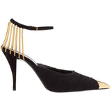 High Heels Black 2025 Spring New Pointed Metal Chain Sandals Women With Sexy Fine Heel Single Shoes HZ0115