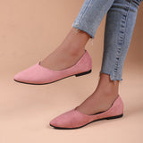 2025 New Flat-Soled Single Shoes Women's Shoes Large-Size Bean Shoes Light-Mouthed Sharp Casual Light Single Shoes HZ0115