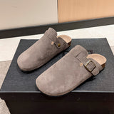 Large-Size Boken Baotou Half Dragged A Foot Pedaled Sandals Women Wear Round Head Half-Dragging Shoes HZ0115