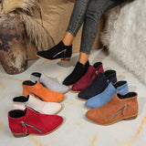 Tling-Faced Martin Boots 2025 Autumn And Winter New Coarse Heel Side Zipper Large Size 43 Yards Female Short Boots HZ0115