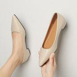 Simple Pointed Light-Mouthed Square Heel Small Leather Shoes Women Business And Leisure Elegant Commute Single Shoes Fashion High Heels Women Four Seasons HZ0115