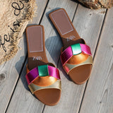 ZA Large-Size Slippers Women 2025 New Flat-Soled Sandals Trend One-×Ö×Ö Color Slippers HZ0115